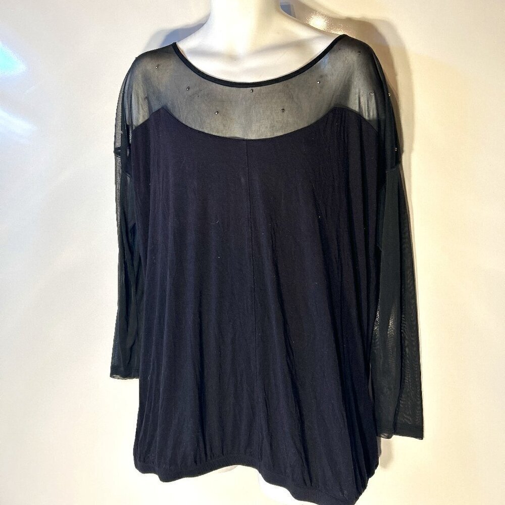 Lane Bryant SZ 18/20 Black Top Mesh Soft Parisian Minimalist Whimsigoth